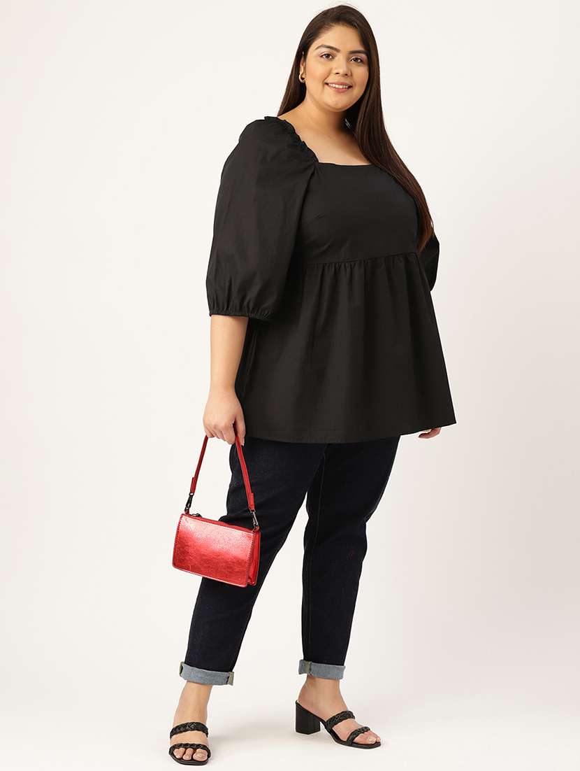 women's peplum square neck top - 20047712 - Standard Image - 3