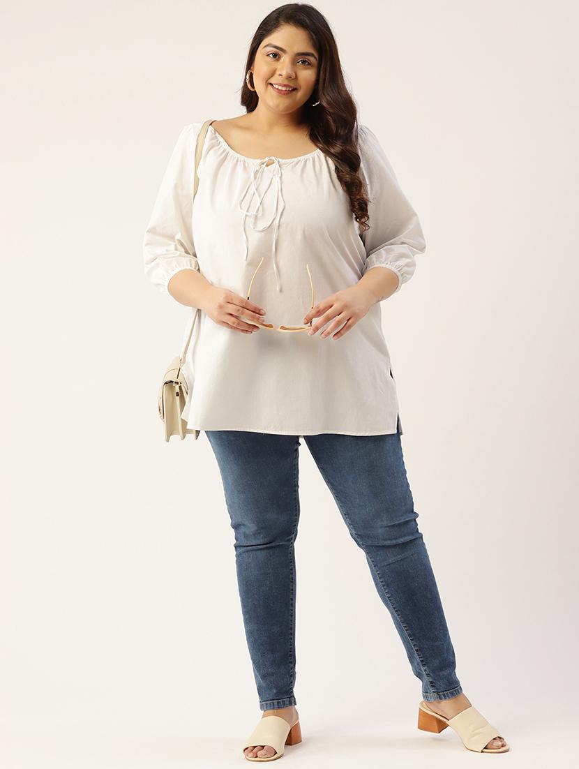 women's straight tie-up neck top - 20047714 - Standard Image - 3