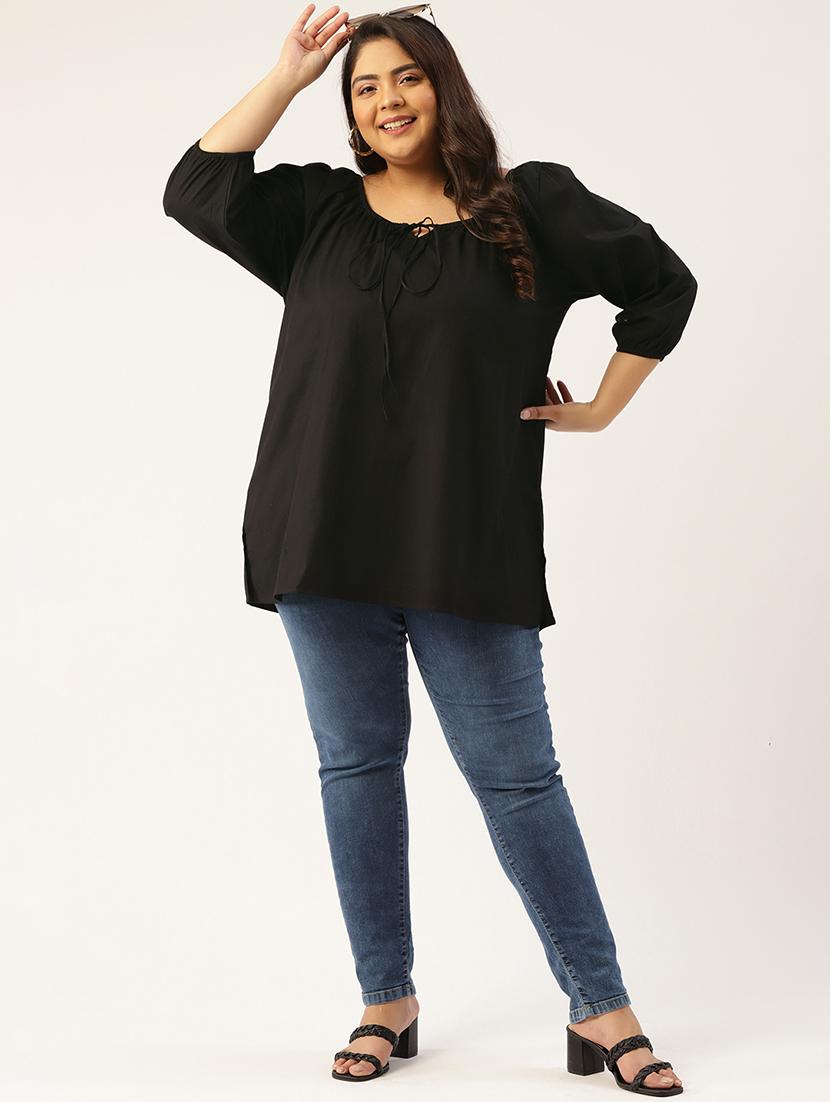 women's straight tie-up neck top - 20047715 - Standard Image - 3