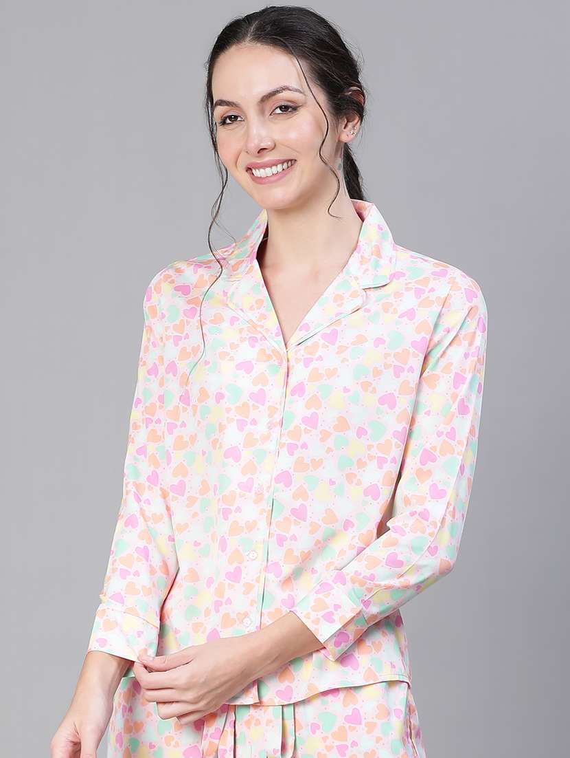 women white printed pyjama set - 20047878 - Zoom Image - 0