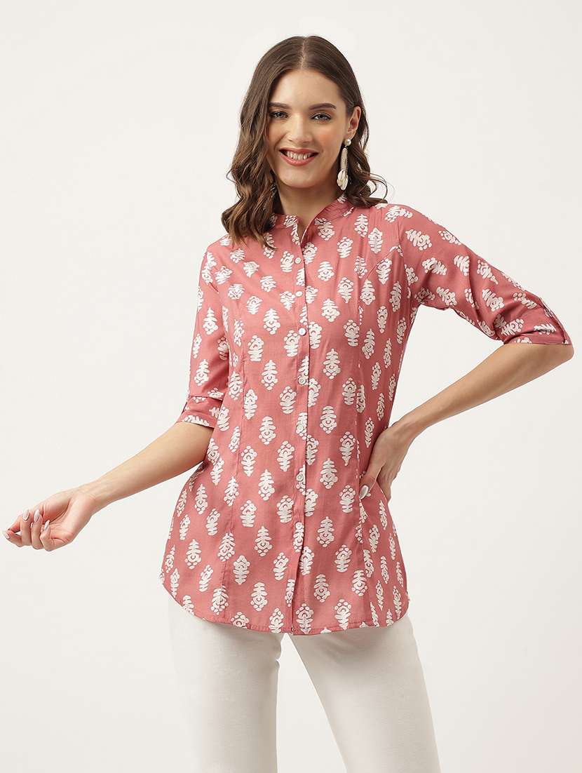 orange rayon shirt tunic - 20048015 - Zoom Image - 0