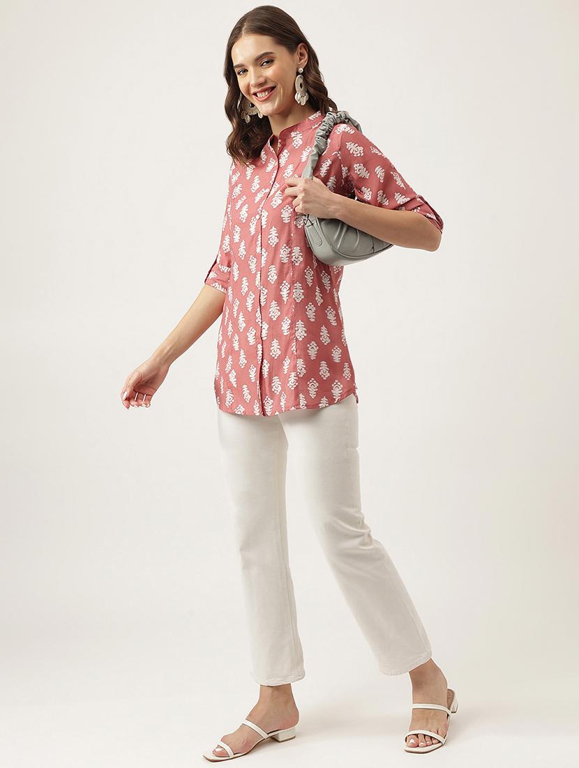 orange rayon shirt tunic - 20048015 - Standard Image - 3