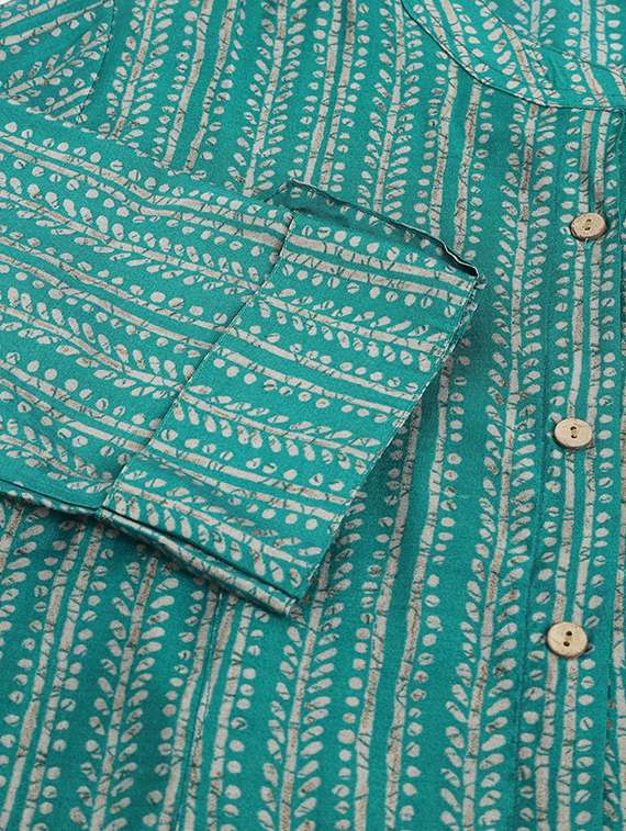 turquoise green silk blend shirt tunic - 20048023 -  Standard Image - 5