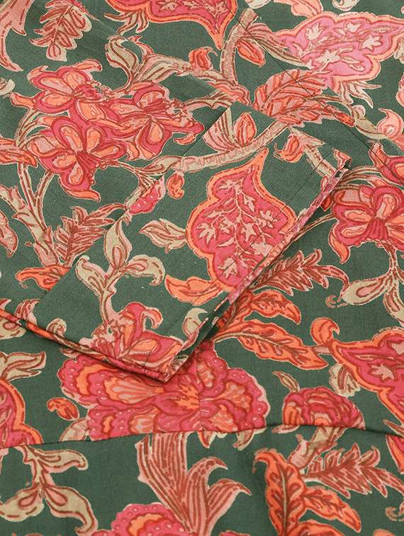 green cotton a line ethnic dress - 20048051 - Standard Image - 5