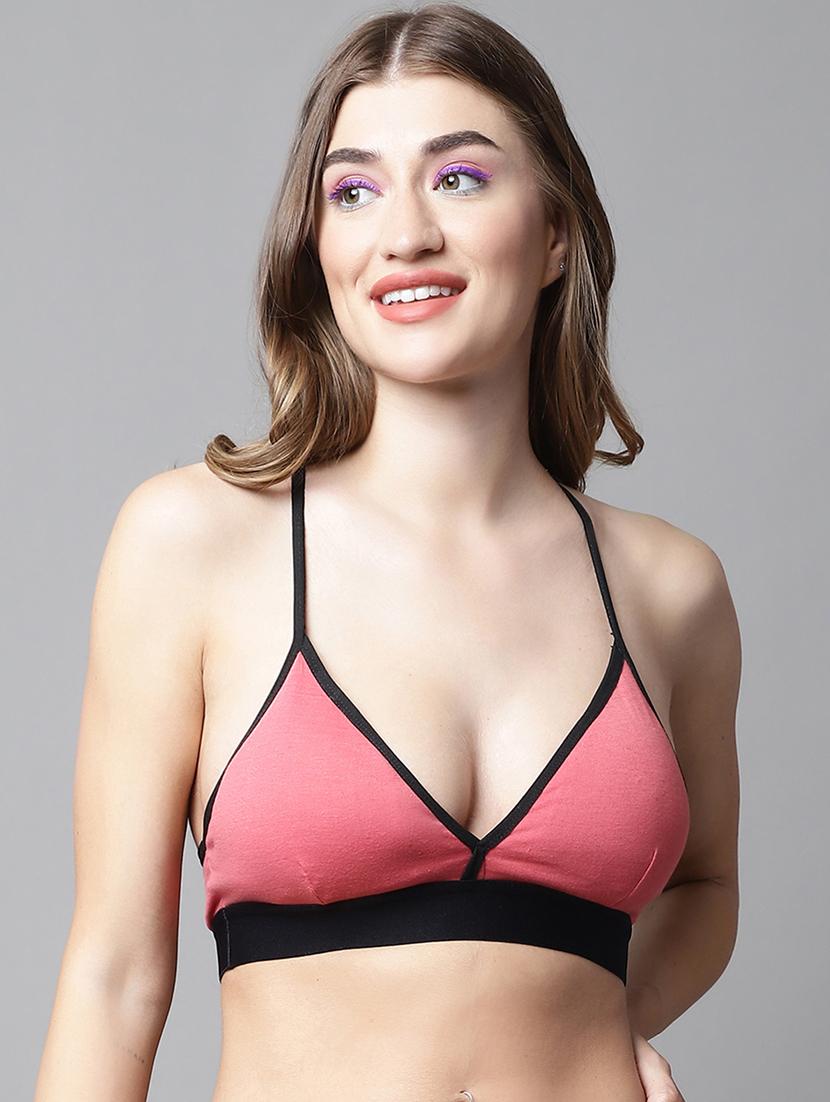 orange cotton blend plunge bra - 20049994 - Zoom Image - 0