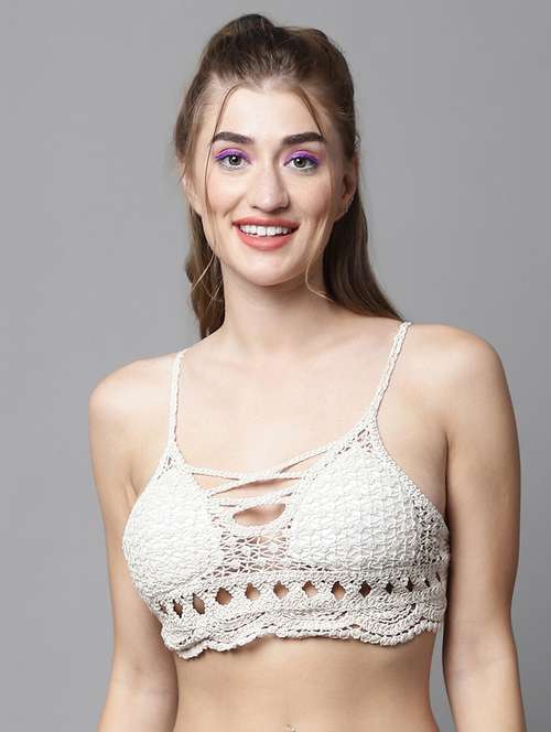 white cotton lette bra - 20050016 -  Standard Image - 0