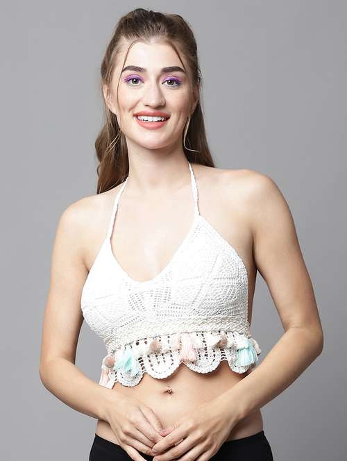white cotton lette bra - 20050018 -  Standard Image - 0