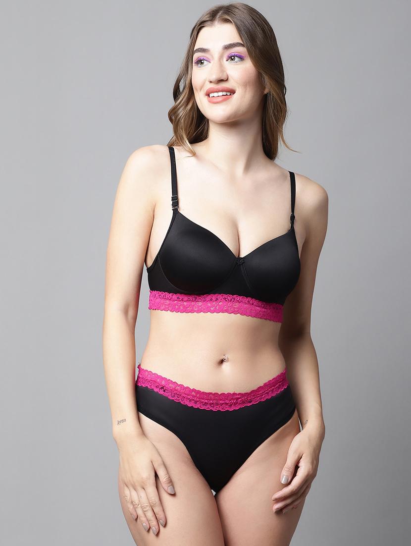 black polyester bra and panty set - 20050026 -  Zoom Image - 0