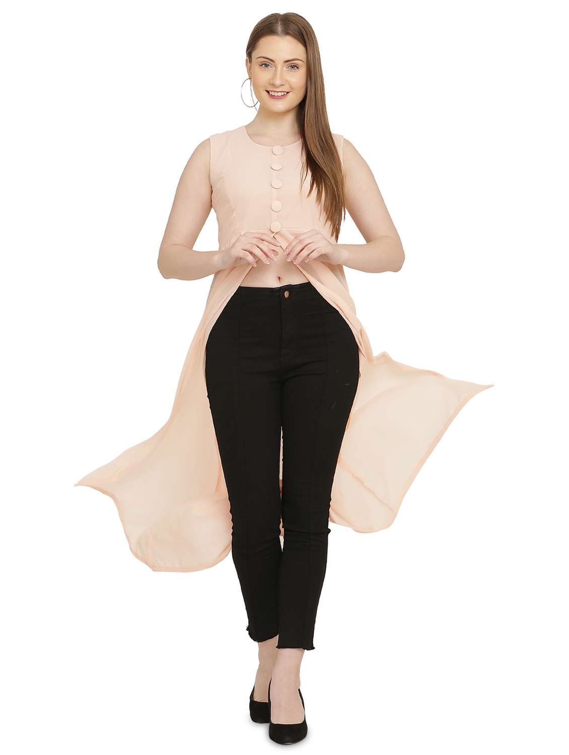 pink solid fit & flare tunic - 20051724 - Zoom Image - 0