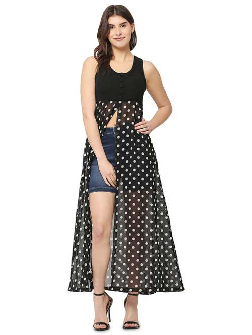black polka dots fit & flare tunic - 20051729 -  Standard Image - 0