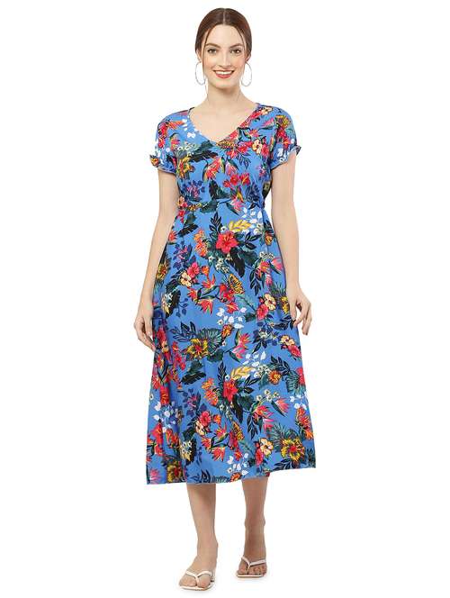 women's fit & flare color block dress - 20051733 - Standard Image - 0