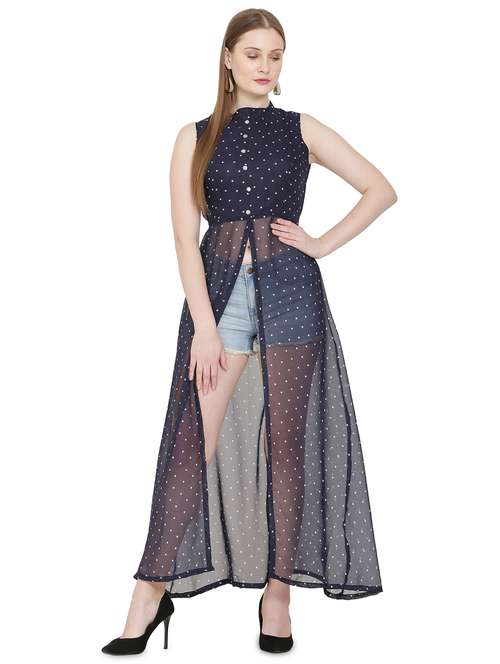 blue polka dots fit & flare tunic - 20051734 -  Standard Image - 0