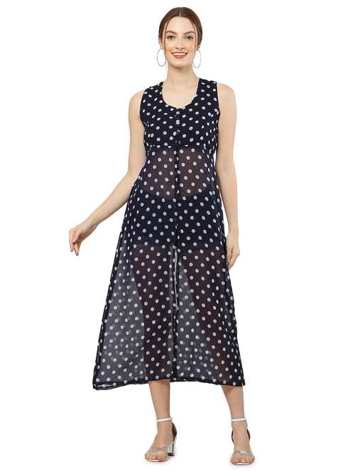 blue polka dots fit & flare tunic - 20051742 - Standard Image - 0