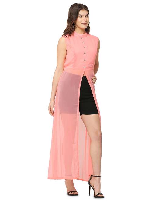 pink solid fit & flare tunic - 20051746 -  Standard Image - 0