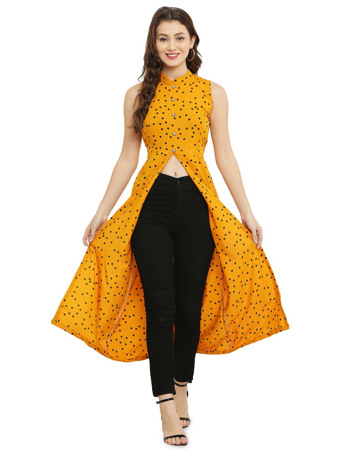 yellow polka dots fit & flare tunic - 20051755 -  Zoom Image - 0