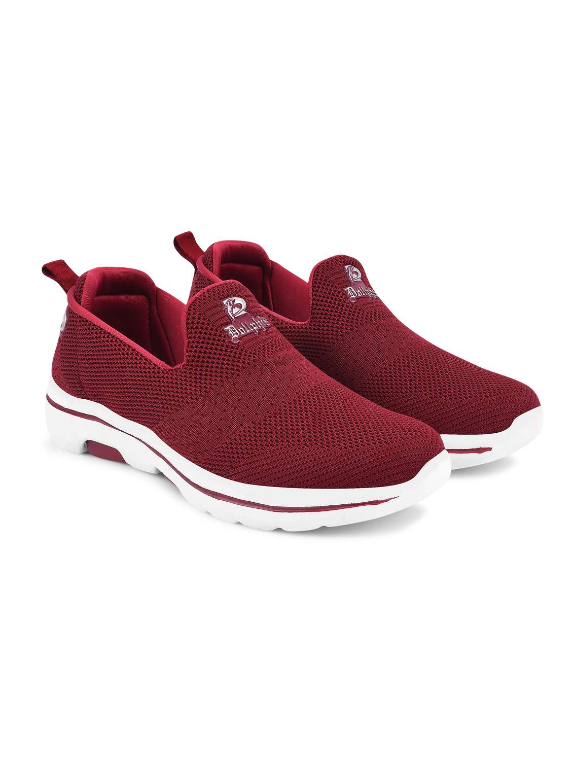 maroon slip on sports shoe