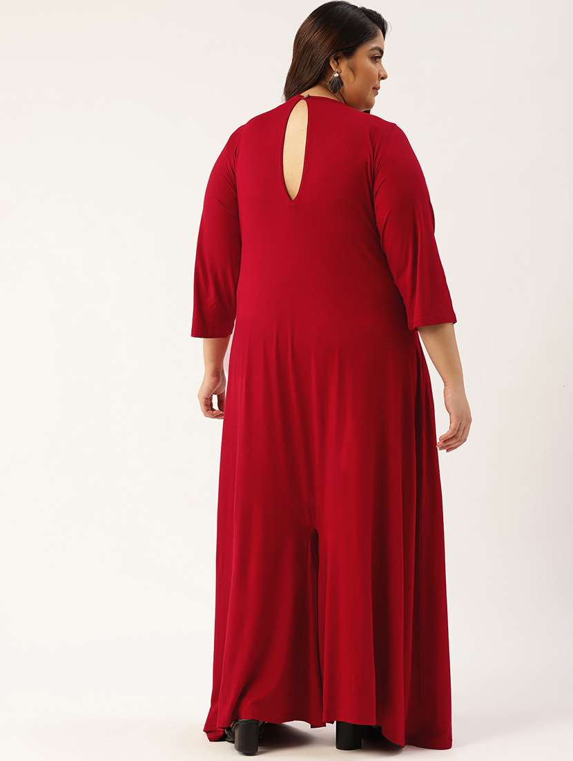 maroon viscose full leg  jumpsuit - 20051880 -  Standard Image - 3