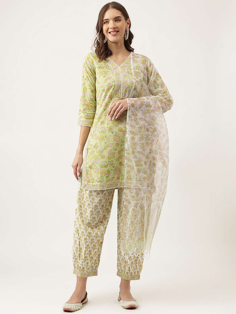 green kurta salwar set with dupatta
