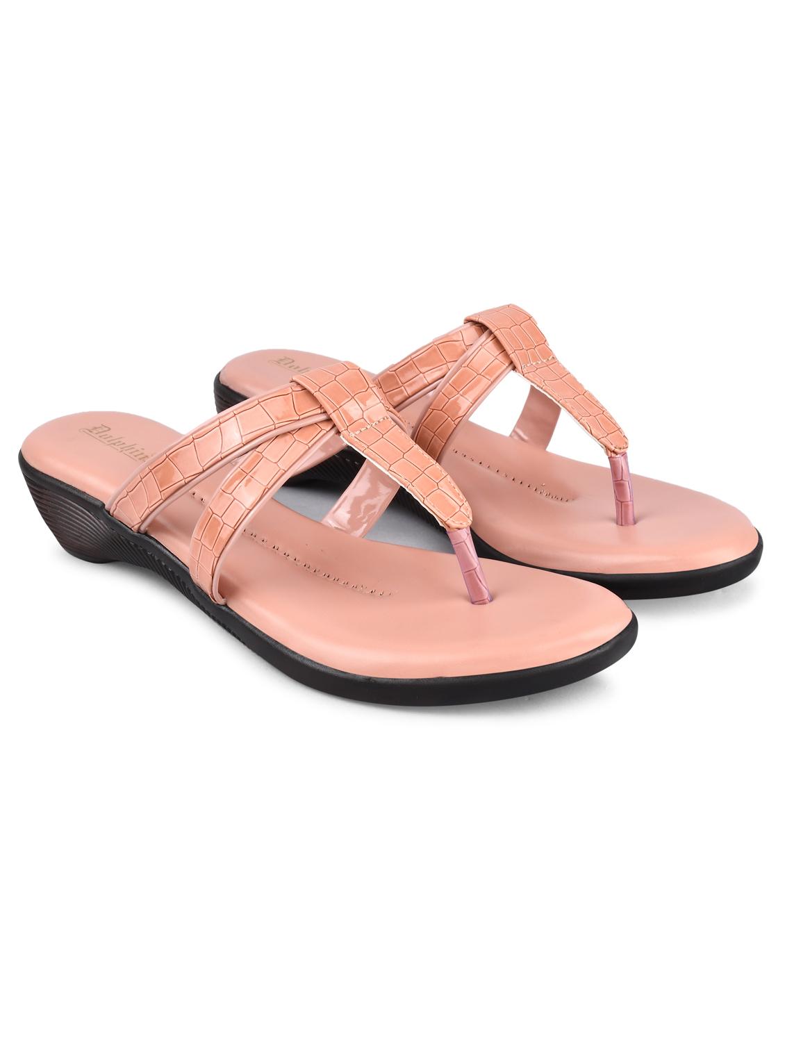 peach pu slip on sandals - 20052065 -  Zoom Image - 0