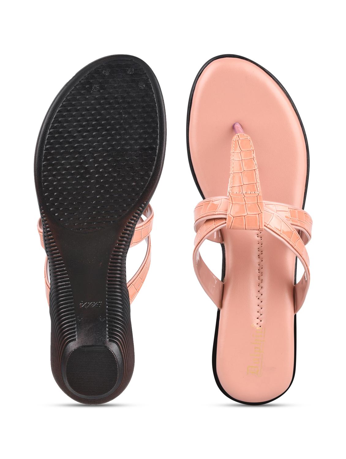 peach pu slip on sandals - 20052065 - Standard Image - 5