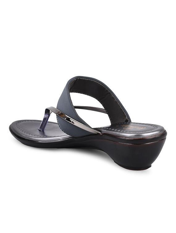 grey pu slip on sandals - 20052073 - Standard Image - 3