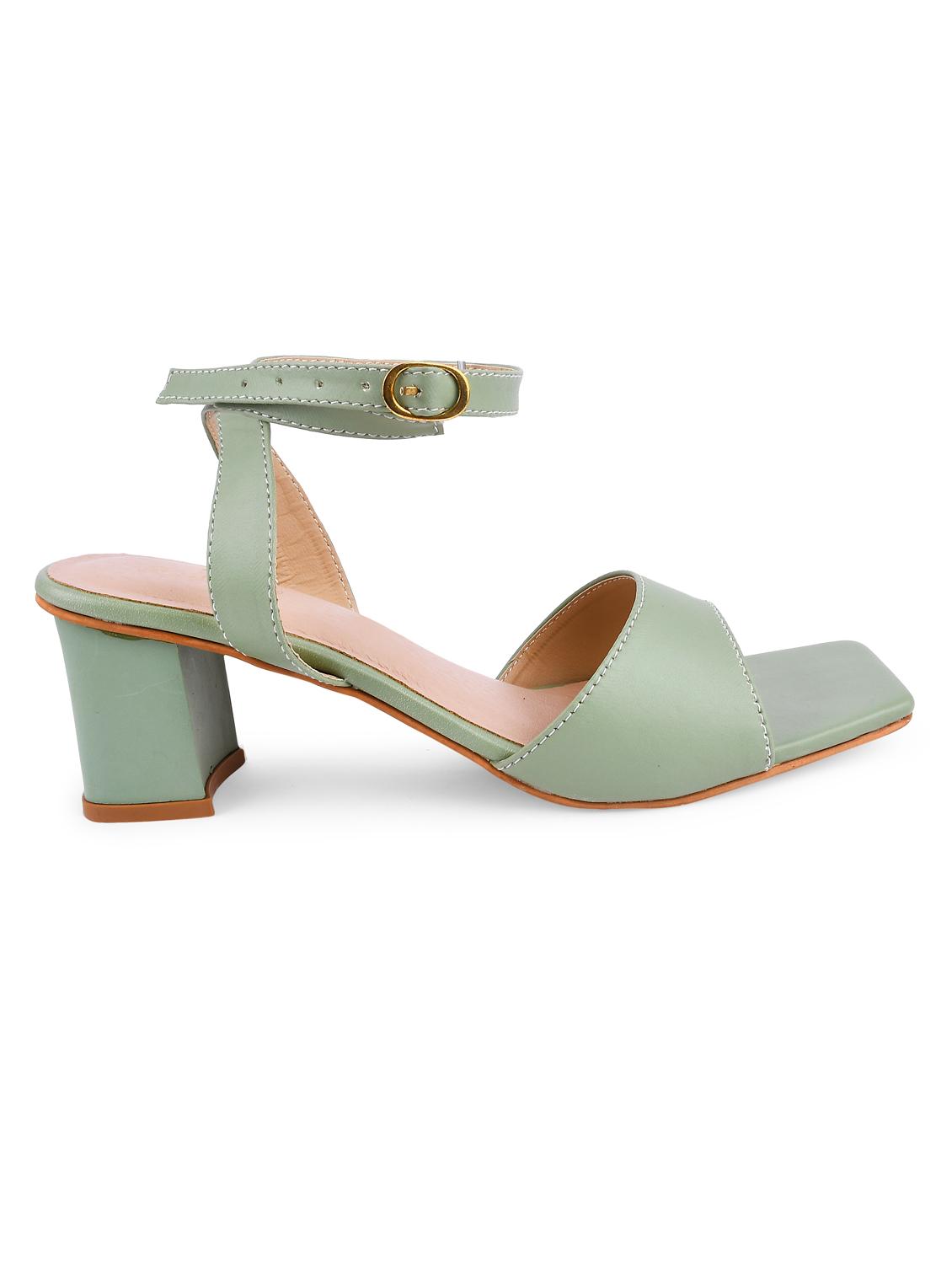 green pu ankle strap sandals - 20052075 - Standard Image - 3