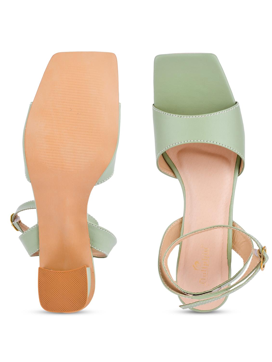 green pu ankle strap sandals - 20052075 - Standard Image - 5
