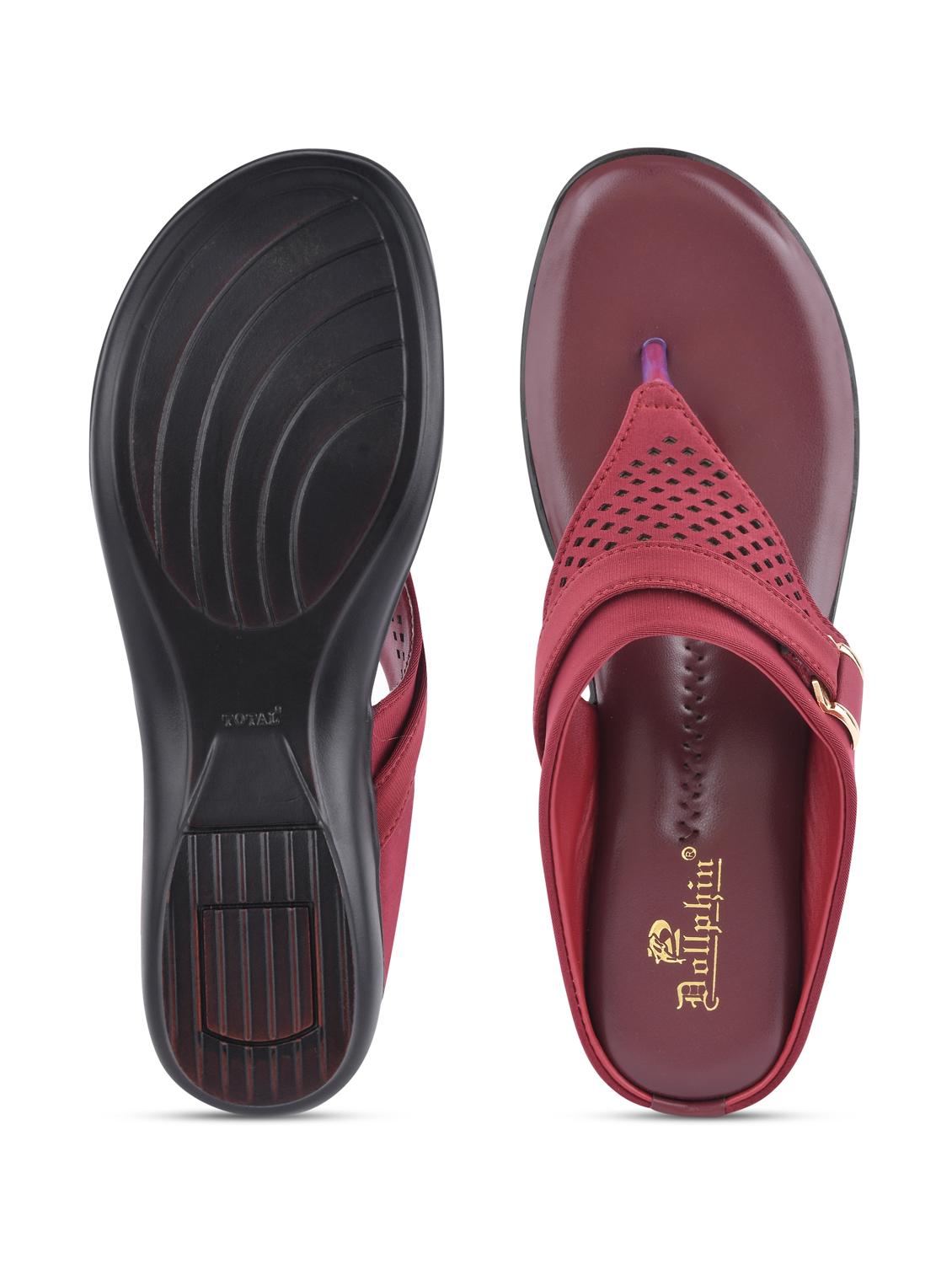 maroon pvc slip on sandals - 20052092 - Standard Image - 5