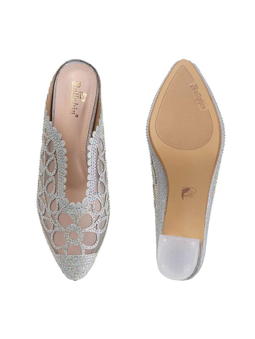 silver pu mules - 20052108 -  Standard Image - 5