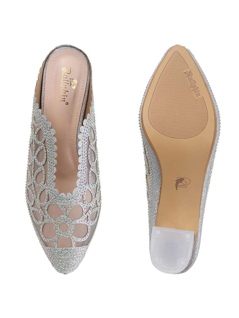 silver pu mules - 20052108 -  Standard Image - 5