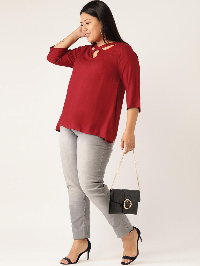 women's straight x neck top - 20053055 - Standard Image - 3