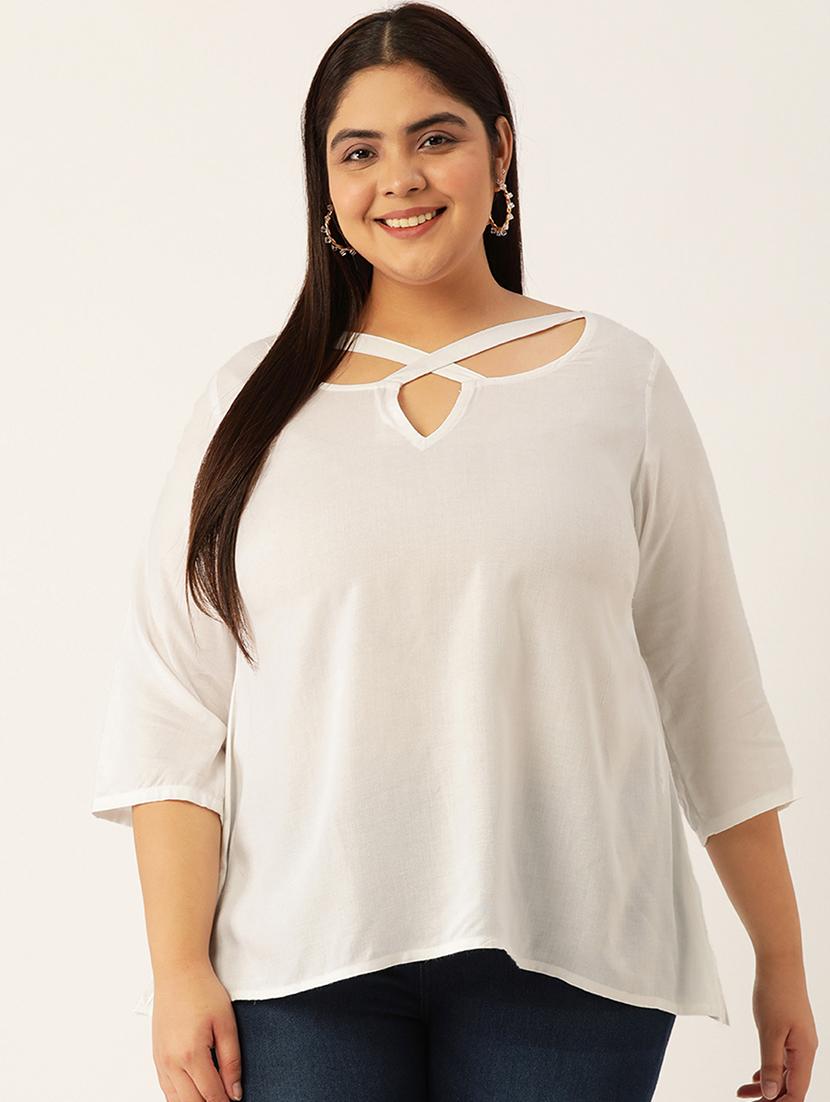 women's a line x neck top - 20053060 -  Zoom Image - 0