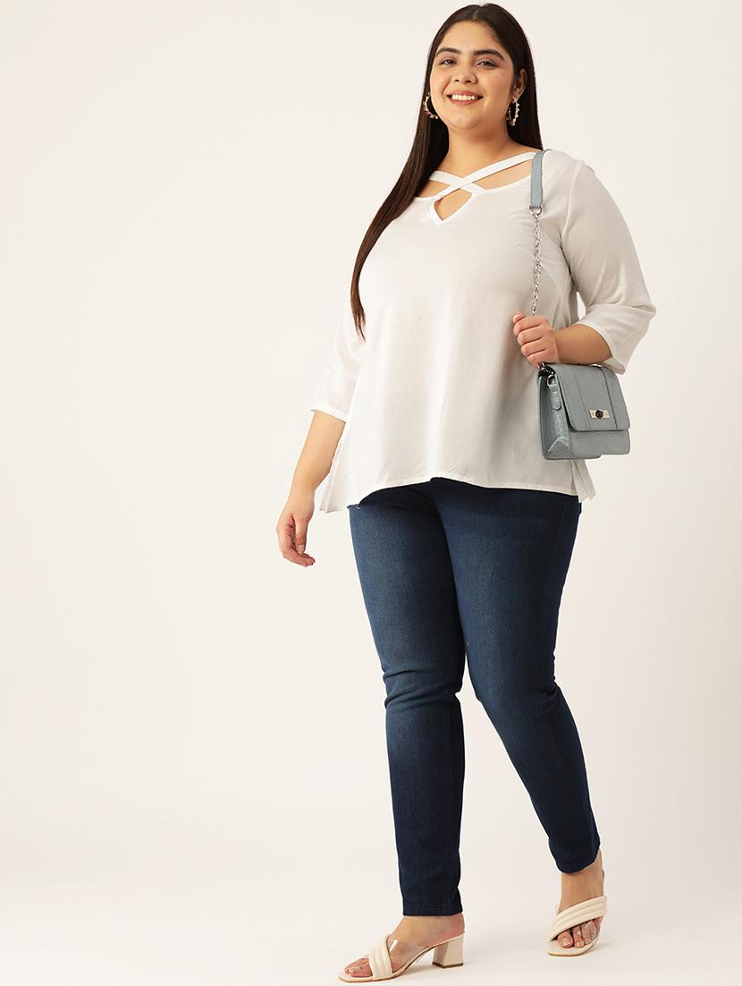 women's a line x neck top - 20053060 - Standard Image - 3