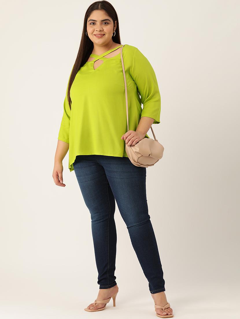 women's a line x neck top - 20053062 - Standard Image - 3