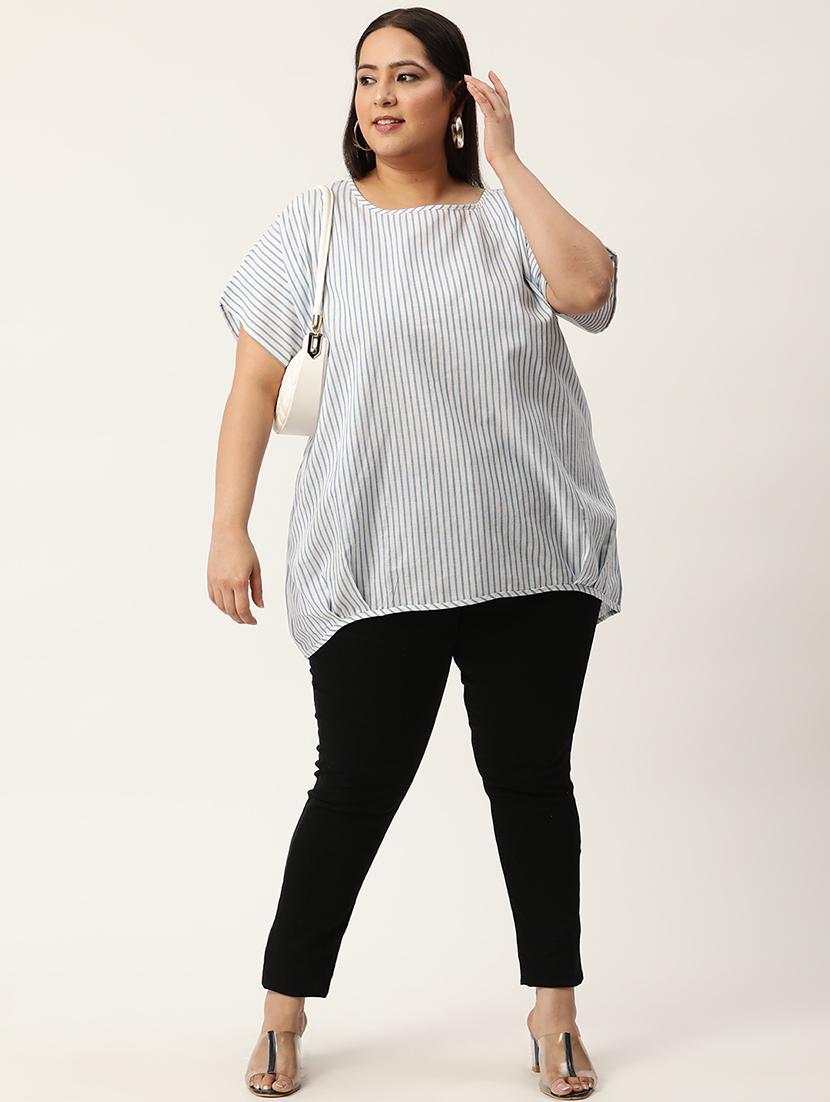 women's straight round neck top - 20053262 - Standard Image - 3