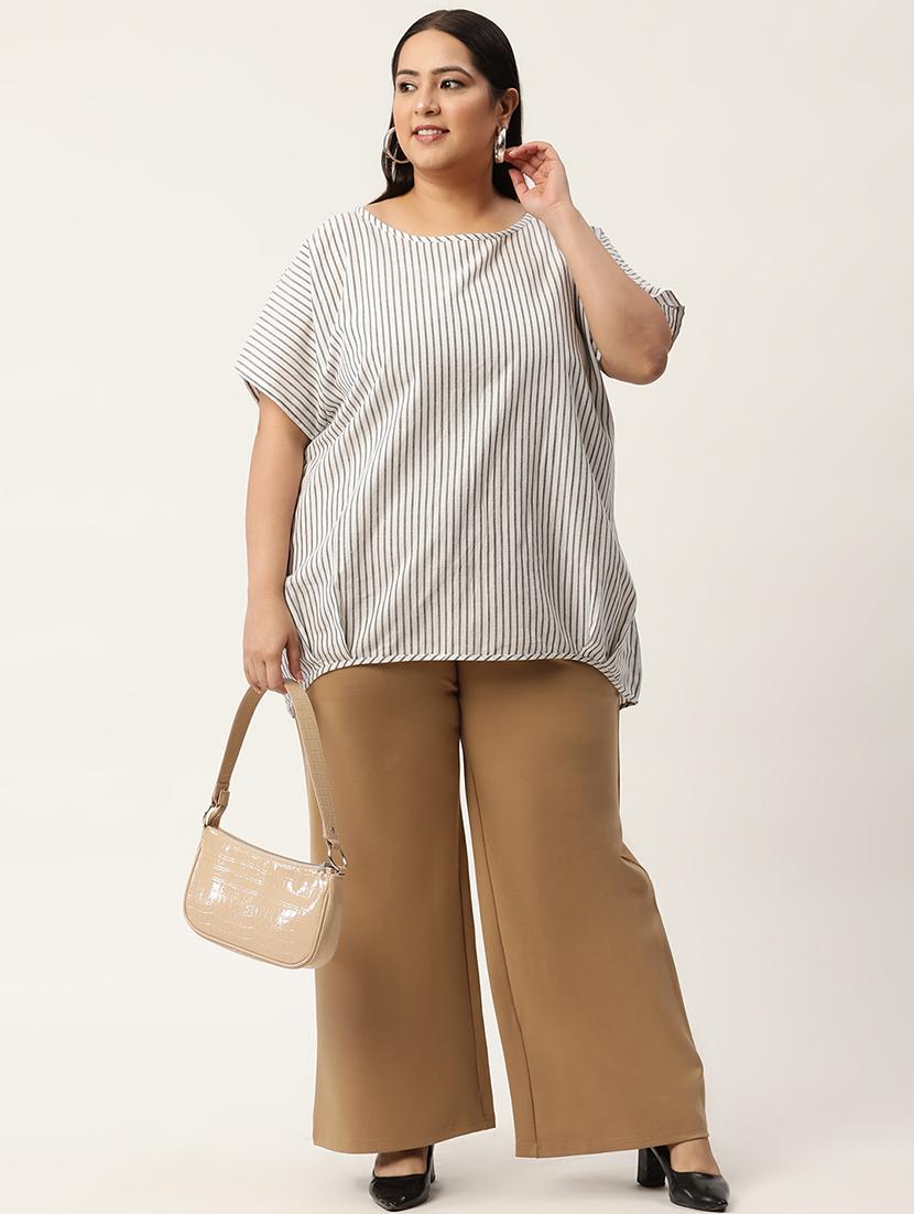 women's straight round neck top - 20053265 - Standard Image - 3