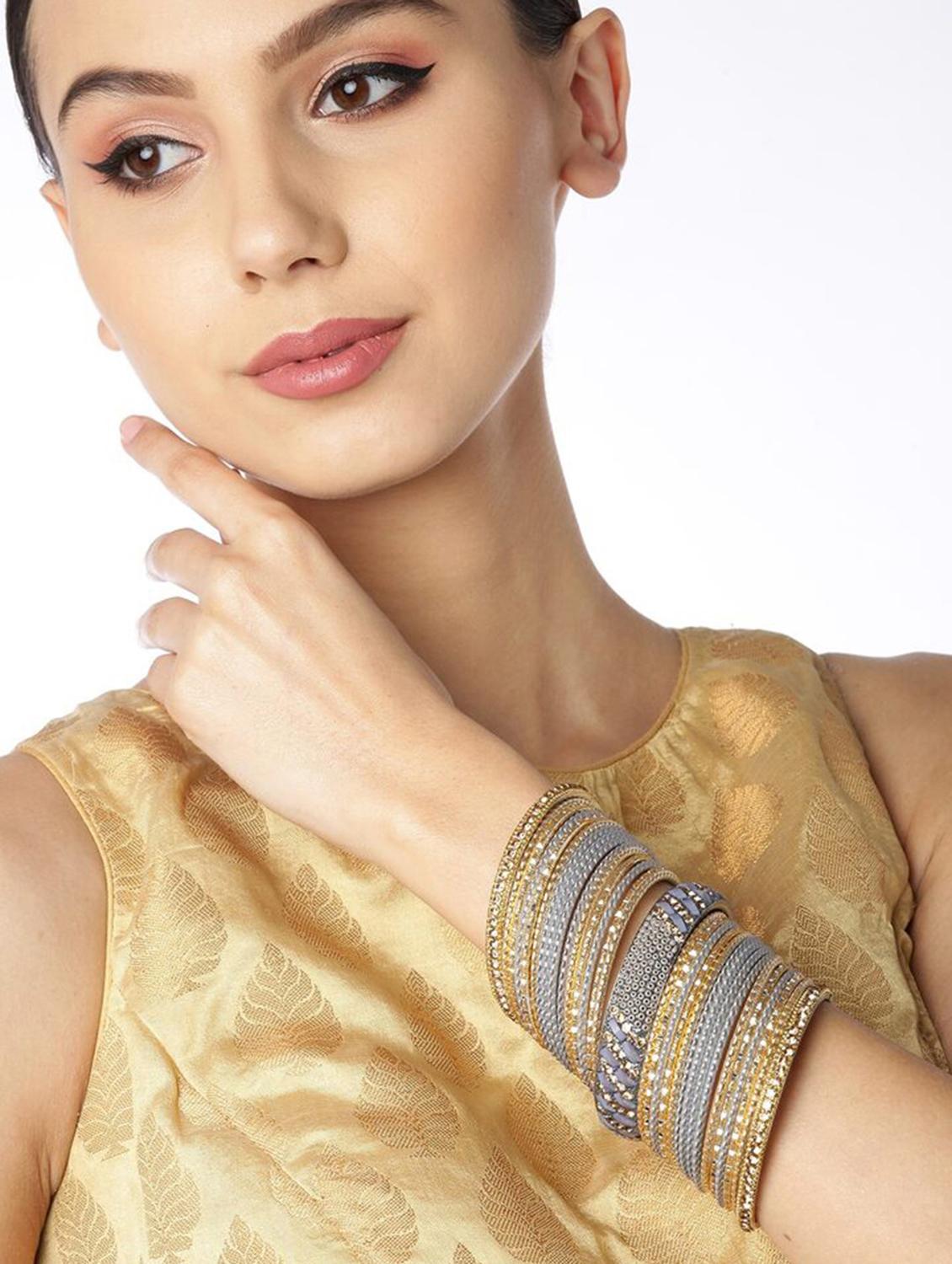fullos beauty colorful lac matt metal bangles for women & girls - 20053822 - Standard Image - 3