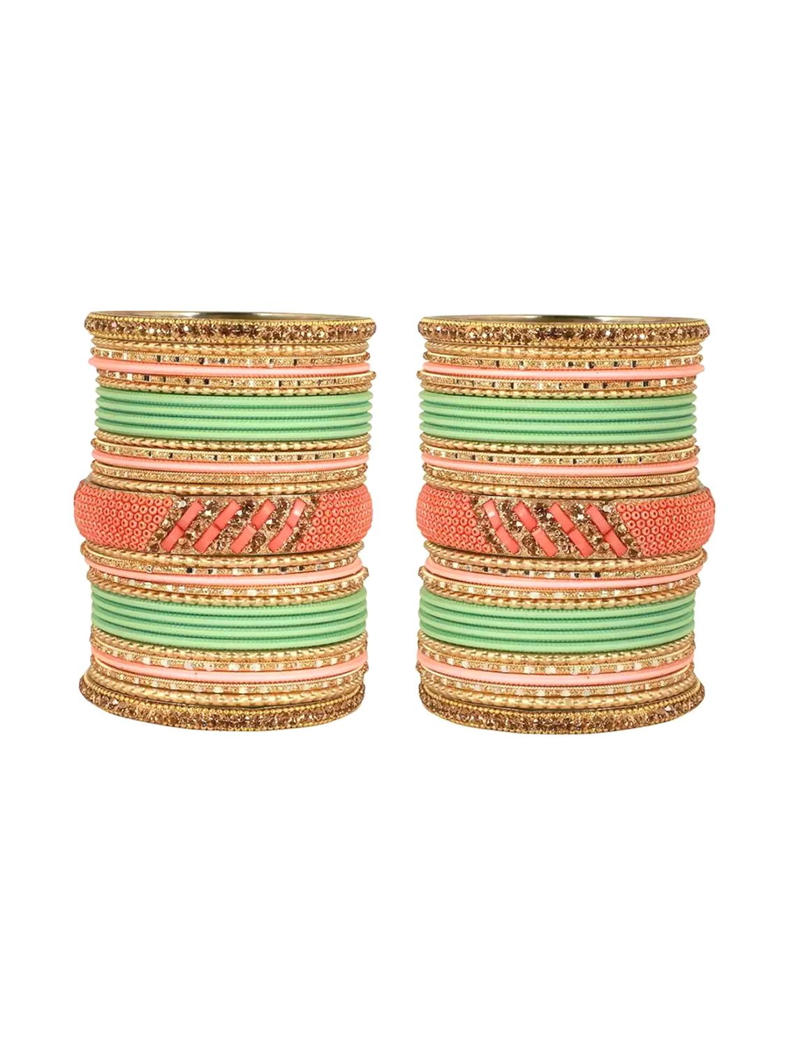 fullos beauty colorful lac matt metal bangles for women & girls - 20053823 - Zoom Image - 0