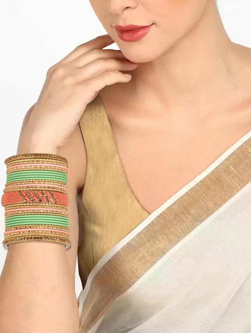 fullos beauty colorful lac matt metal bangles for women & girls - 20053823 - Standard Image - 3