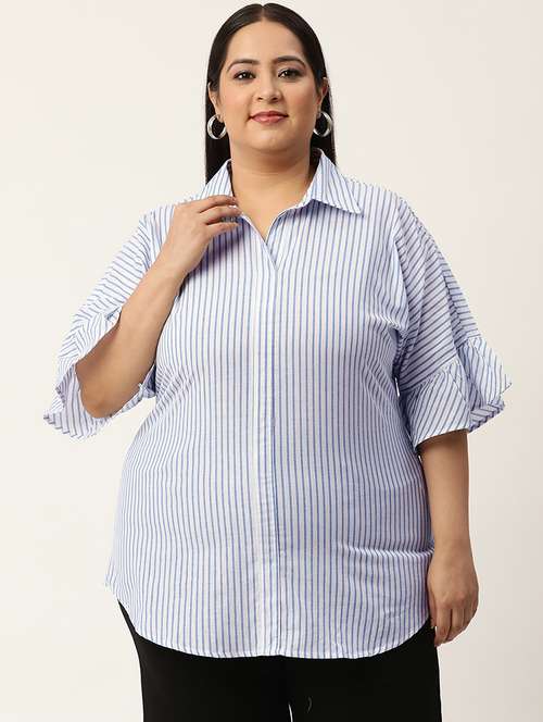 women's straight collared top - 20055571 - Standard Image - 0