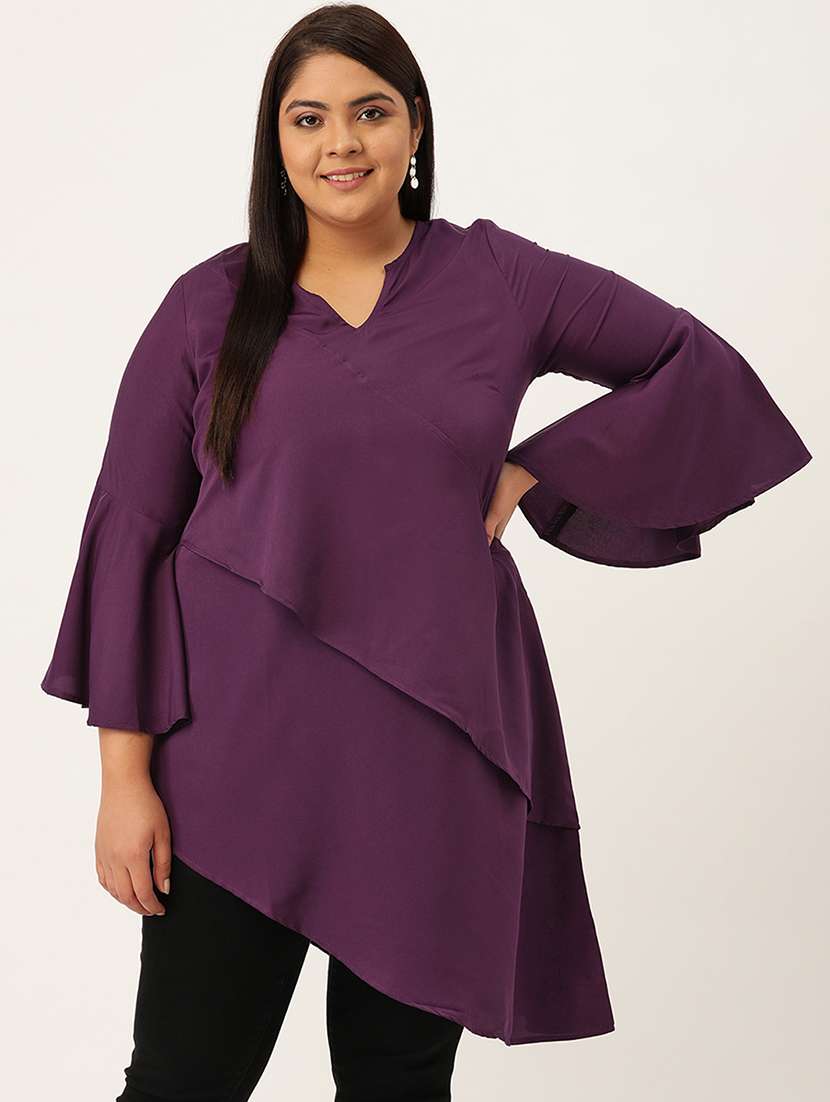 women's asymmetric v neck top - 20055651 - Zoom Image - 0