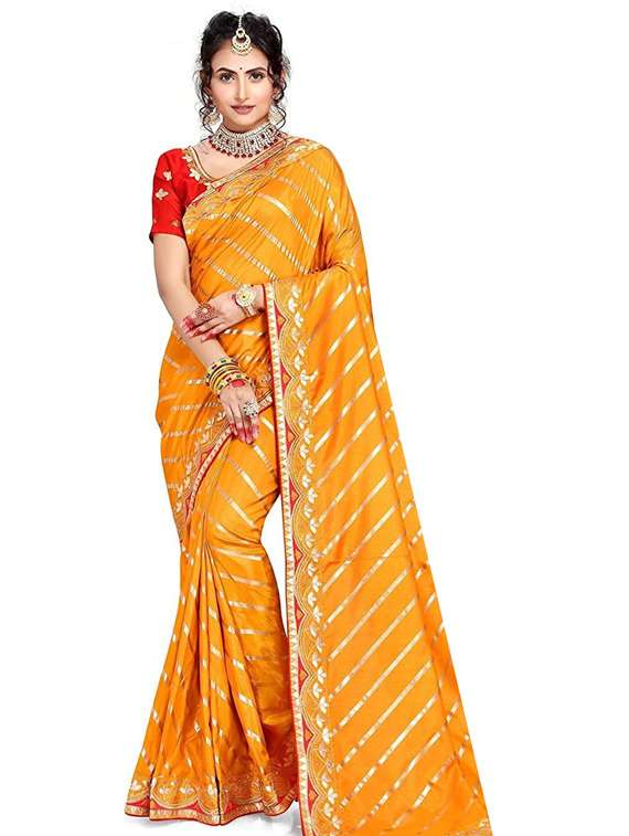 yellow leheriya saree with blouse - 20055657 - Zoom Image - 0