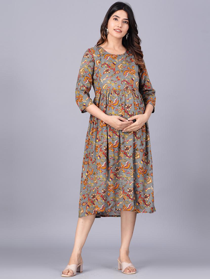 maternity printed flared kurta - 20055698 - Zoom Image - 0