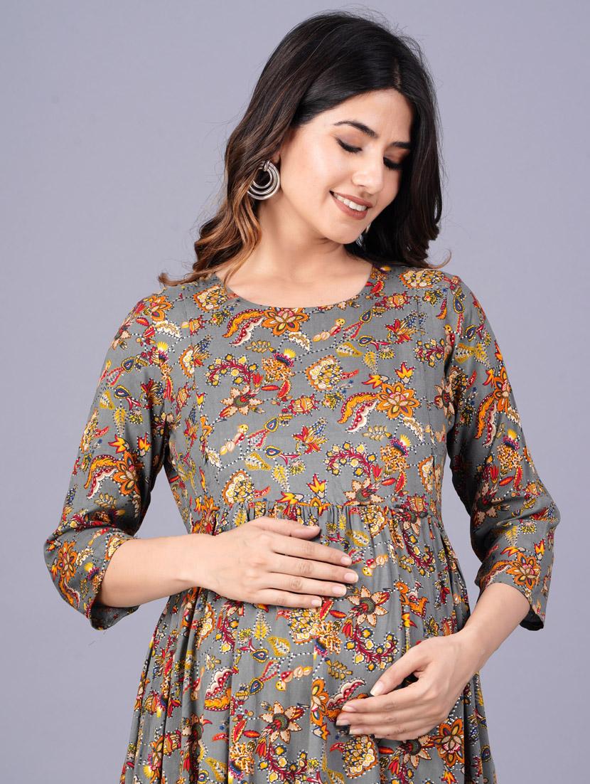 maternity printed flared kurta - 20055698 - Standard Image - 5