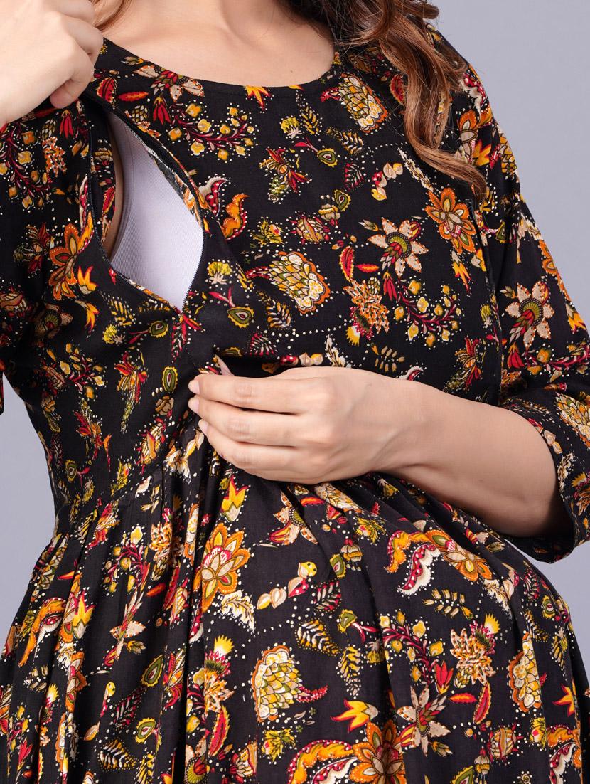 maternity printed flared kurta - 20055699 - Standard Image - 5
