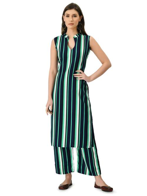 striped kurta palazzo set - 20055763 -  Standard Image - 0