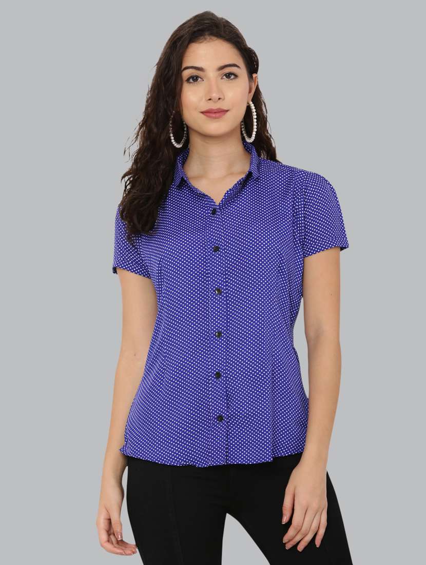 blue crepe regular shirt - 20056081 - Standard Image - 3