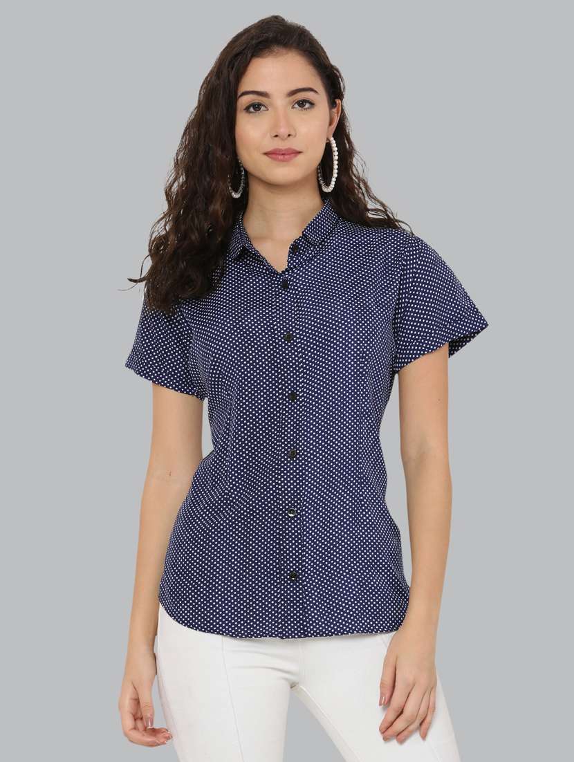 navy blue crepe regular shirt