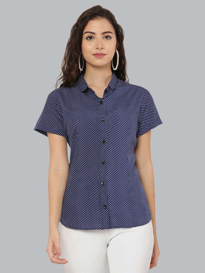 navy blue crepe regular shirt - 20056082 -  Standard Image - 3