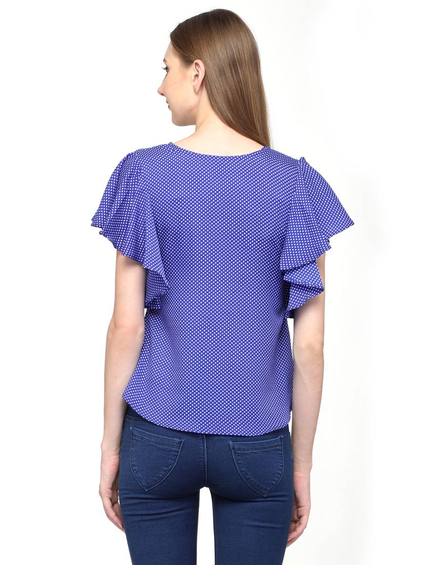 women's ruffle round neck top - 20056098 - Standard Image - 3